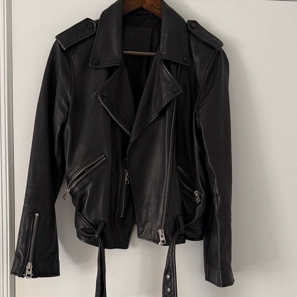 All Saints Black Leather Moto Jacket